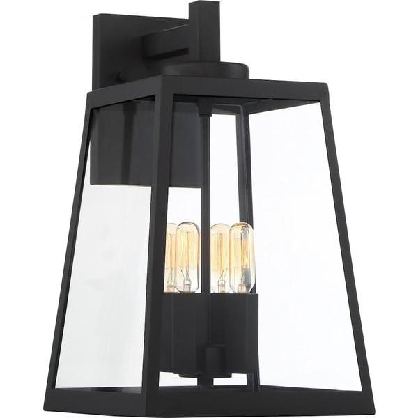 4 Light Matte Black Clear Glass Shade Wall Lantern