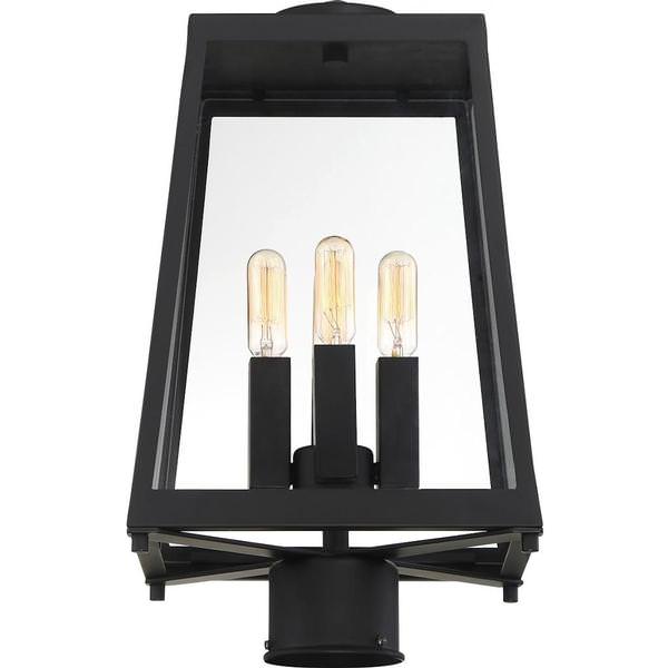 4 Light Matte Black Clear Glass Shade Post Lantern