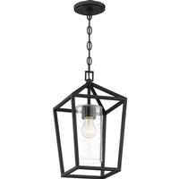 Nuvo Lighting 1 Light Matte Black Clear Seeded Glass Shade Hanging Lantern