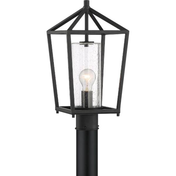 1 Light Matte Black Clear Seeded Glass Shade Post Lantern