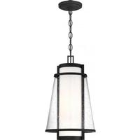 Nuvo Lighting 1 Light Matte Black Etched Opal and Clear Glass Shade Hanging Lantern