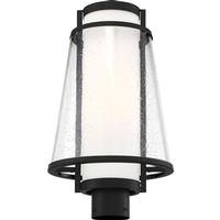 Nuvo Lighting 1 Light Matte Black Etched Opal and Clear Glass Shade Post Lantern