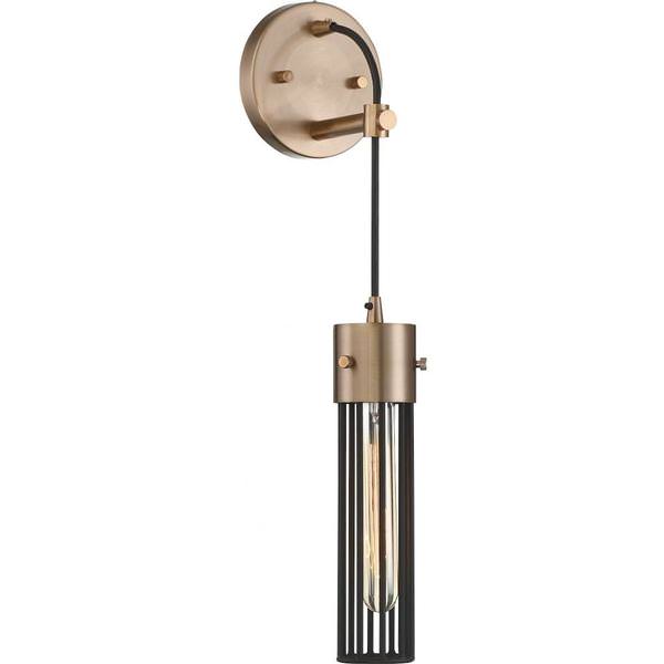 1 Light Copper Brushed Brass Matte Black Cage Wall Sconce