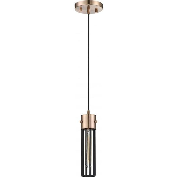 1 Light Copper Brushed Brass Matte Black Cage Pendant