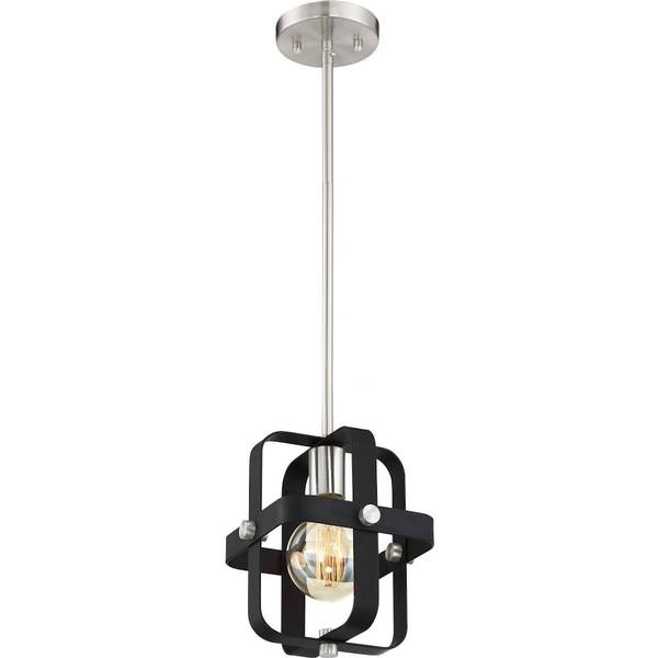 1 Light Matte Black Matte with Brushed Nickel Accents Mini Pendant
