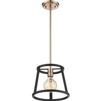 Nuvo Lighting 1 Light Matte Black Matte with Copper Brushed Brass Accents Mini Pendant