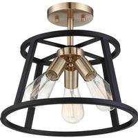 Nuvo Lighting 3 Light Matte Black Matte with Copper Brushed Brass Accents Ceiling Fixture