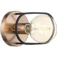 Nuvo Lighting 1 Light Matte Black Matte with Copper Brushed Brass Accents Wall Sconce