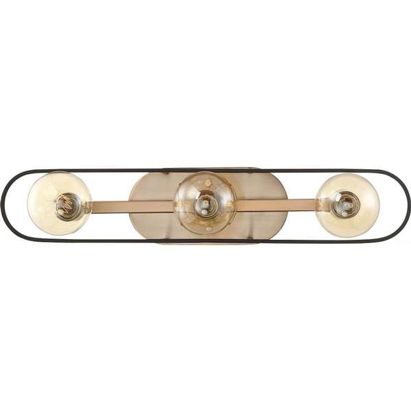 3 Light Matte Black Matte with Copper Brushed Brass Accents Vanity