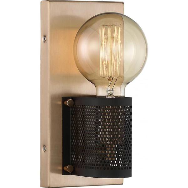 1 Light Matte Copper Brushed Brass with Black Mesh Accents Wall Sconce