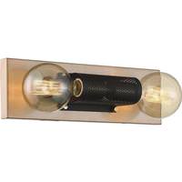 Nuvo Lighting 2 Light Matte Copper Brushed Brass with Black Mesh Accents Vanity
