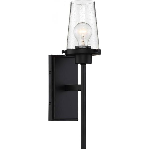 1 Light Aged Bronze Clear Seeded Glass Shade Wall Sconce