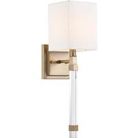 Nuvo Lighting 1 Light Burnished Brass White Linen Shade Wall Sconce