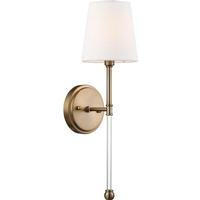 Nuvo Lighting 1 Light Burnished Brass White Linen Shade Wall Sconce