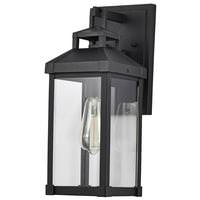 View 1 Light Medium 15.75" Matte Black Clear Glass Corning Wall Lantern Light Fixture