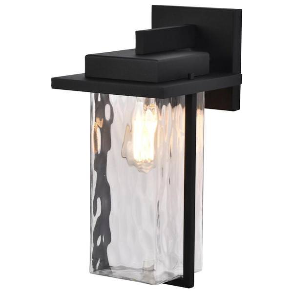 1 Light Large 15.5" Matte Black Clear Glass Wall Lantern Light Fixture