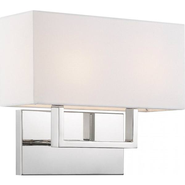 2 Light Polished Nickel with White Linen Shade Vanity