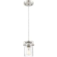 Nuvo Lighting 1 Light Brushed Nickel Finish with Clear Glass Shade Mini Pendant
