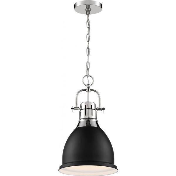 1 Light Matte Black Finish with Polished Nickel Accents Pendant