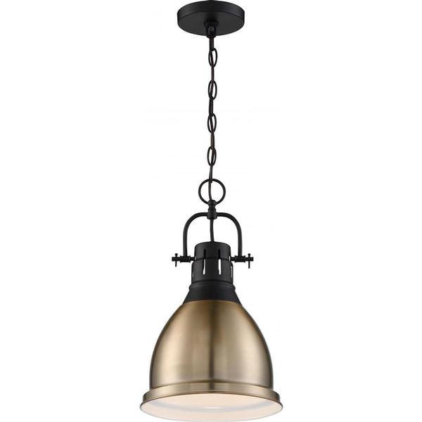 1 Light Burnished Brass Finish with Matte Black Accents Pendant