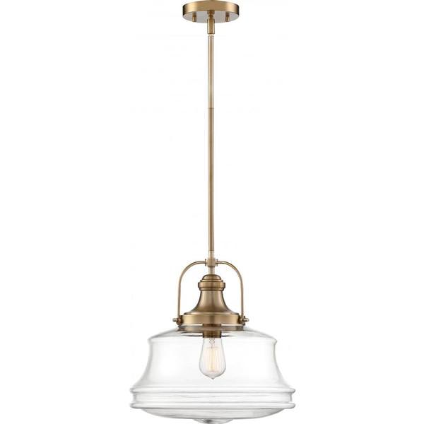 1 Light Burnished Brass Finish with Clear Glass Shade Pendant