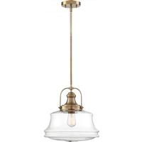 Nuvo Lighting 1 Light Burnished Brass Finish with Clear Glass Shade Pendant
