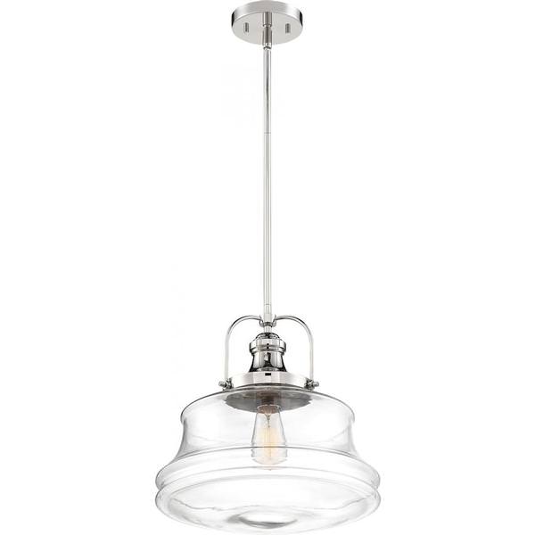 1 Light Polished Nickel Finish with Clear Glass Shade Pendant