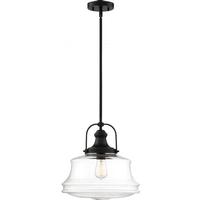 Nuvo Lighting 1 Light Matte Black Finish with Clear Glass Shade Pendant