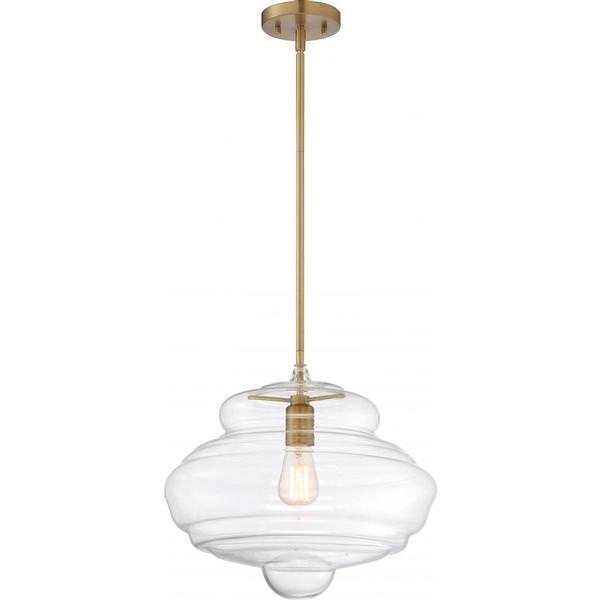 1 Light Burnished Brass Finish with Clear Glass Shade Pendant