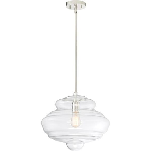 1 Light Polished Nickel Finish with Clear Glass Shade Pendant