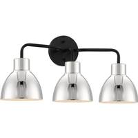 Nuvo Lighting 3 Light Matte Matte Black / Polished Nickel Finish Vanity Light Fixture