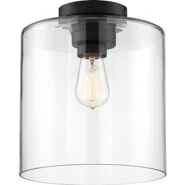 1 Light Matte Black Finish Clear Glass Shade Vanity Ceiling Fixture