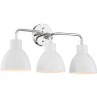Nuvo Lighting 3 Light Polished Nickel Finish White Shade Vanity Light Fixture