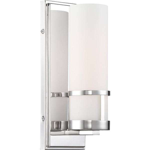 1 Light Polished Nickel Finish Etched Opal Glass Shade Vanity Light Fixture