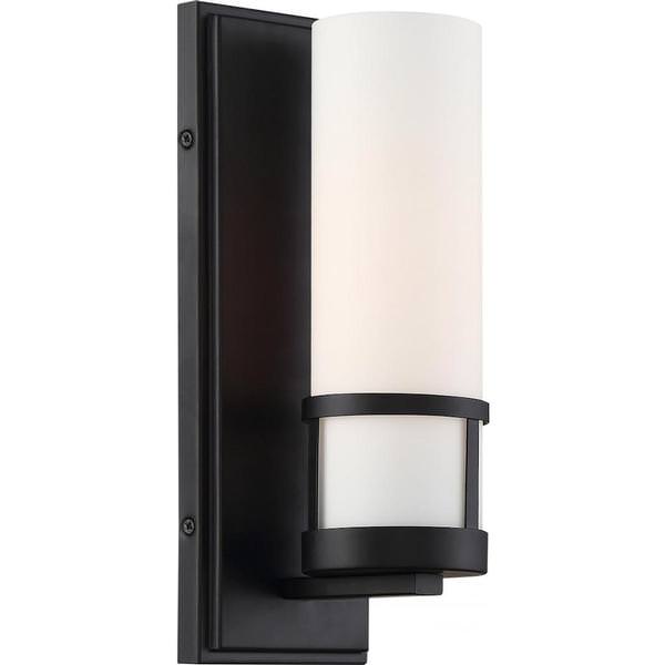 1 Light Aged Bronze Finish Etched Opal Glass Shade Vanity Light Fixture