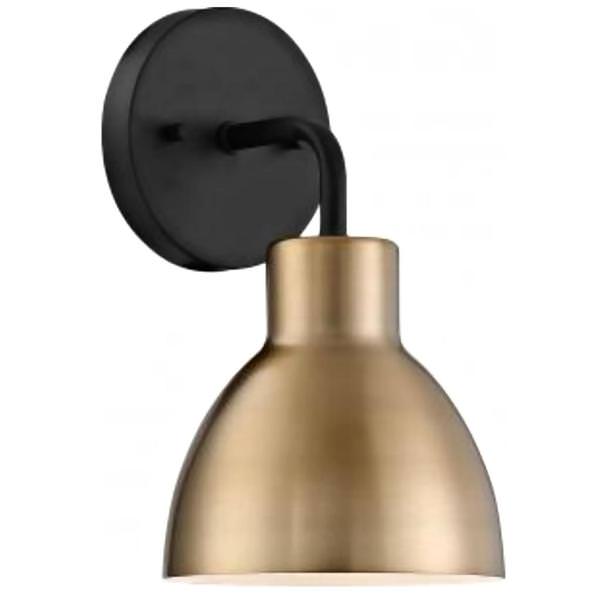 1 Light Matte Black Finish Burnished Brass Shade Vanity Light Fixture