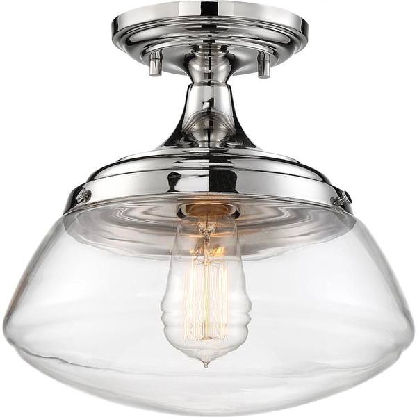 1 Light Polished Nickel Finish Clear Glass Shade Vanity Ceiling Fixture