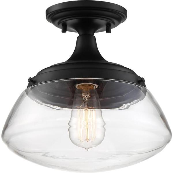 1 Light Aged Bronze Finish Clear Glass Shade Vanity Ceiling Fixture
