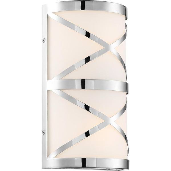 2 Light Polished Nickel Finish Satin White Glass Shade Vanity Light