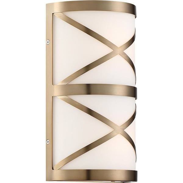 2 Light Burnished Brass Finish Satin White Glass Shade Vanity Light