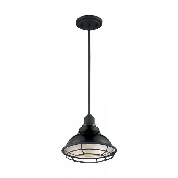 1 Light 120 volt Gloss Black with Silver Accents Pendant Light Fixture