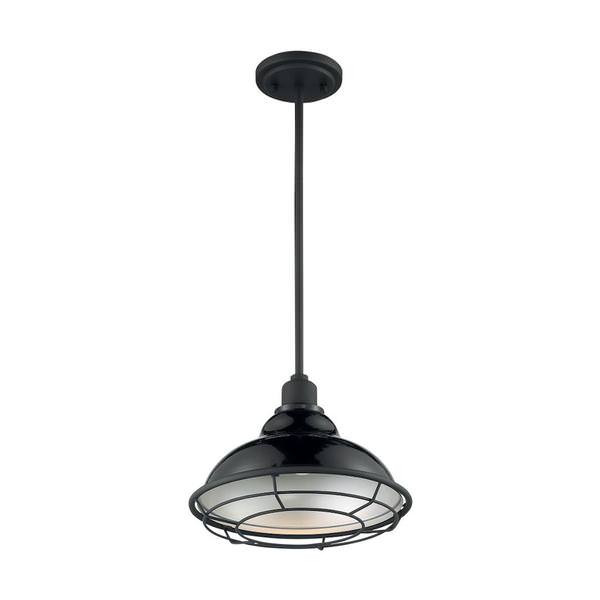 1 Light 120 volt Gloss Black with Silver Accents Pendant Light Fixture