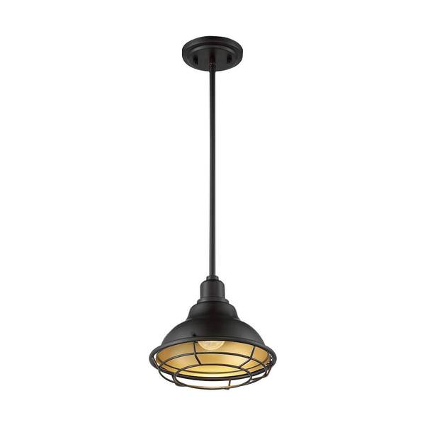 1 Light 120 volt Dark Bronze with Gold Accents Pendant Light Fixture