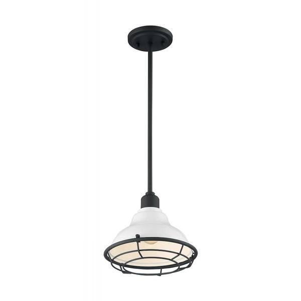 1 Light 120 volt Gloss White with Black Accents Pendant Light Fixture