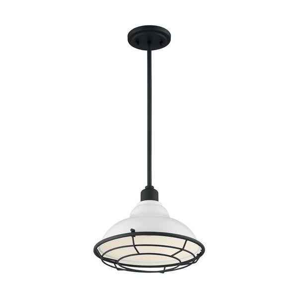 1 Light 120 volt Gloss White with Black Accents Pendant Light Fixture
