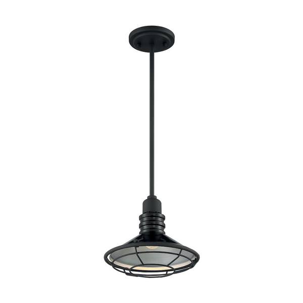 1 Light 120 volt Gloss Black with Silver Accents Pendant Light Fixture