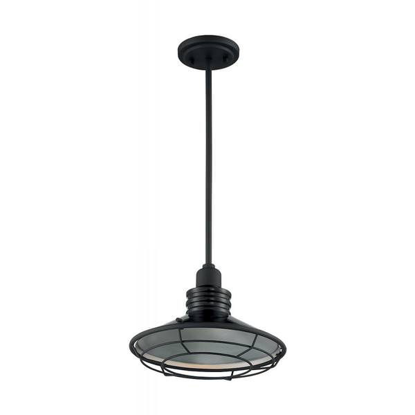 1 Light 120 volt Gloss Black with Silver Accents Pendant Light Fixture