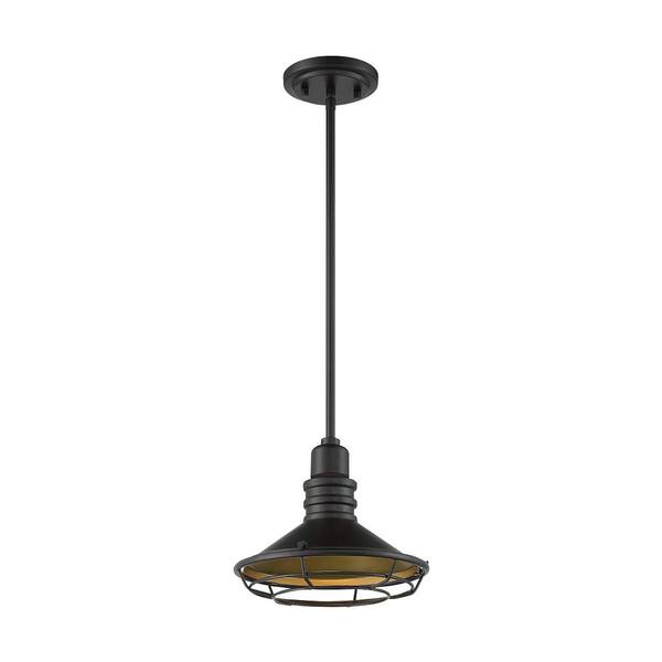 1 Light 120 volt Dark Bronze with Gold Accents Pendant Light Fixture