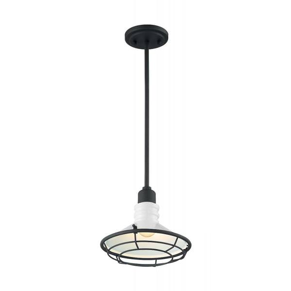 1 Light 120 volt Gloss White with Black Accents Pendant Light Fixture