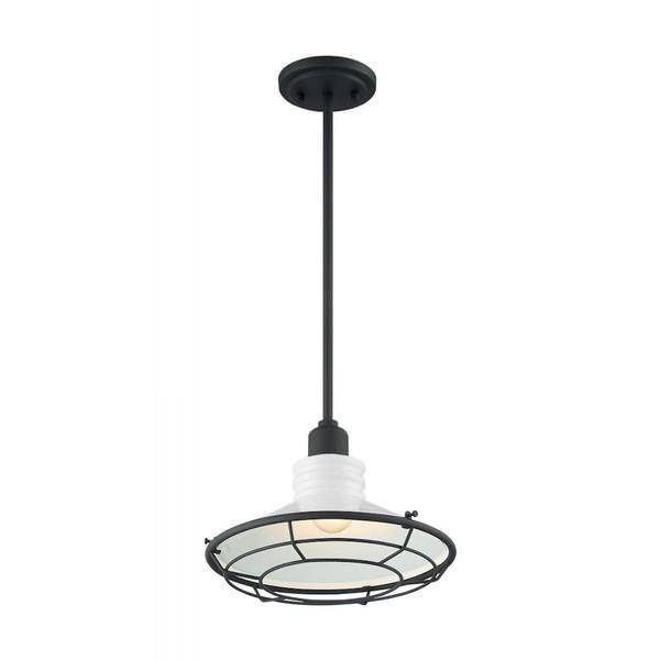 1 Light 120 volt Gloss White with Black Accents Pendant Light Fixture
